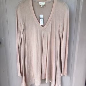 Anthropologie Deletta Pink Ribbed Long Sleeve Tunic | Size XS | NEW